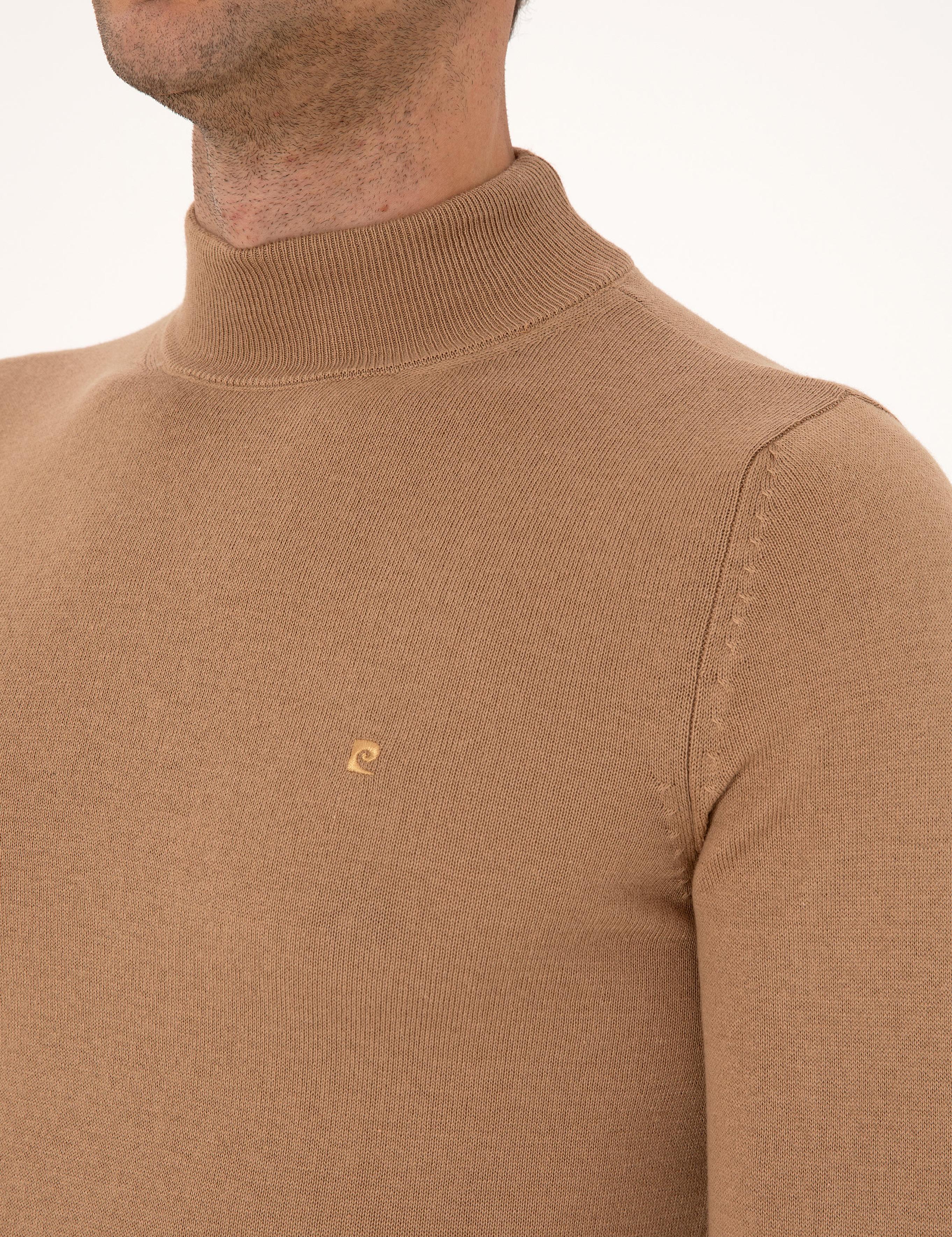 Camel Slim Fit Yarım Balıkçı Yaka Basic Triko Kazak