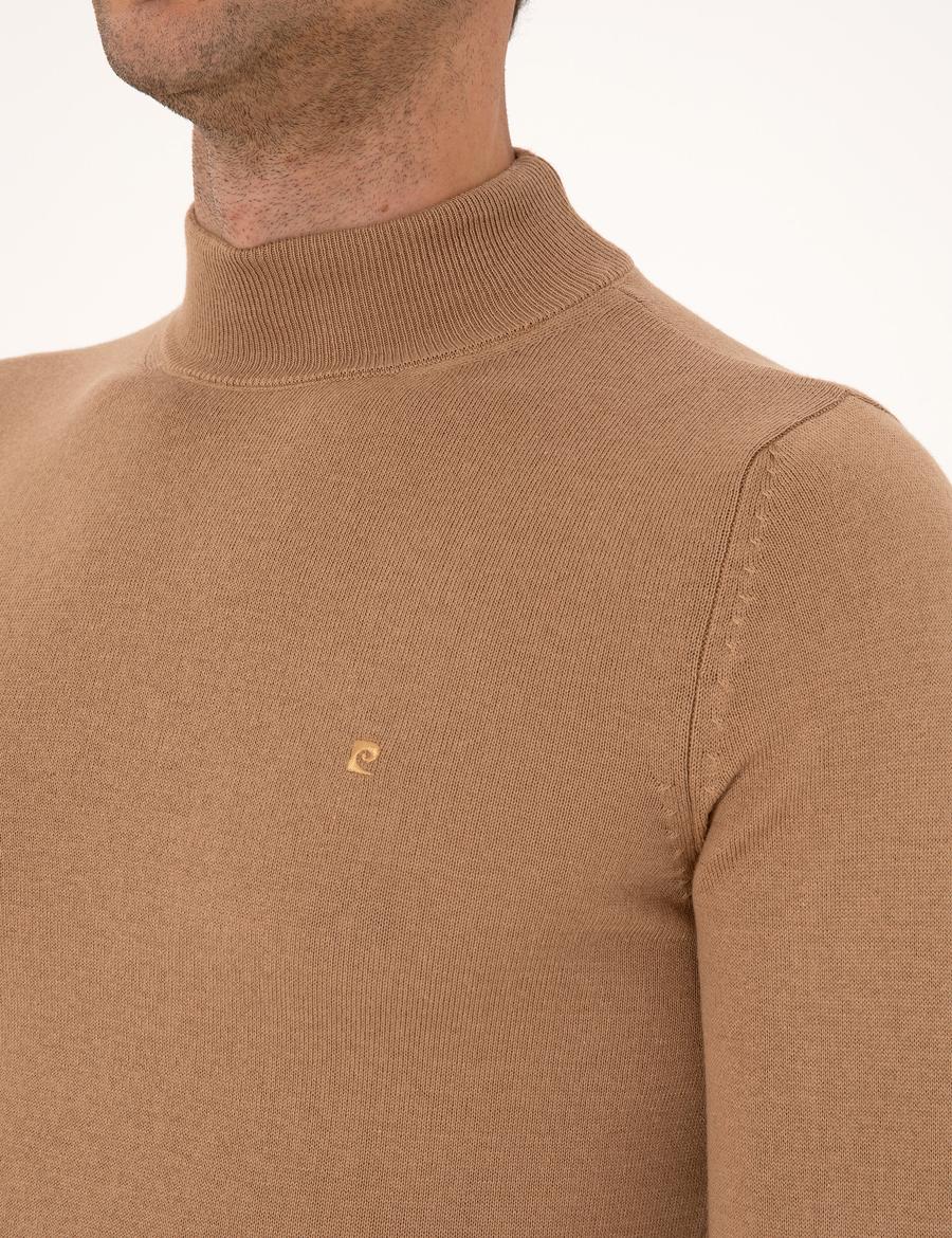 Camel Slim Fit Yarım Balıkçı Yaka Basic Triko Kazak