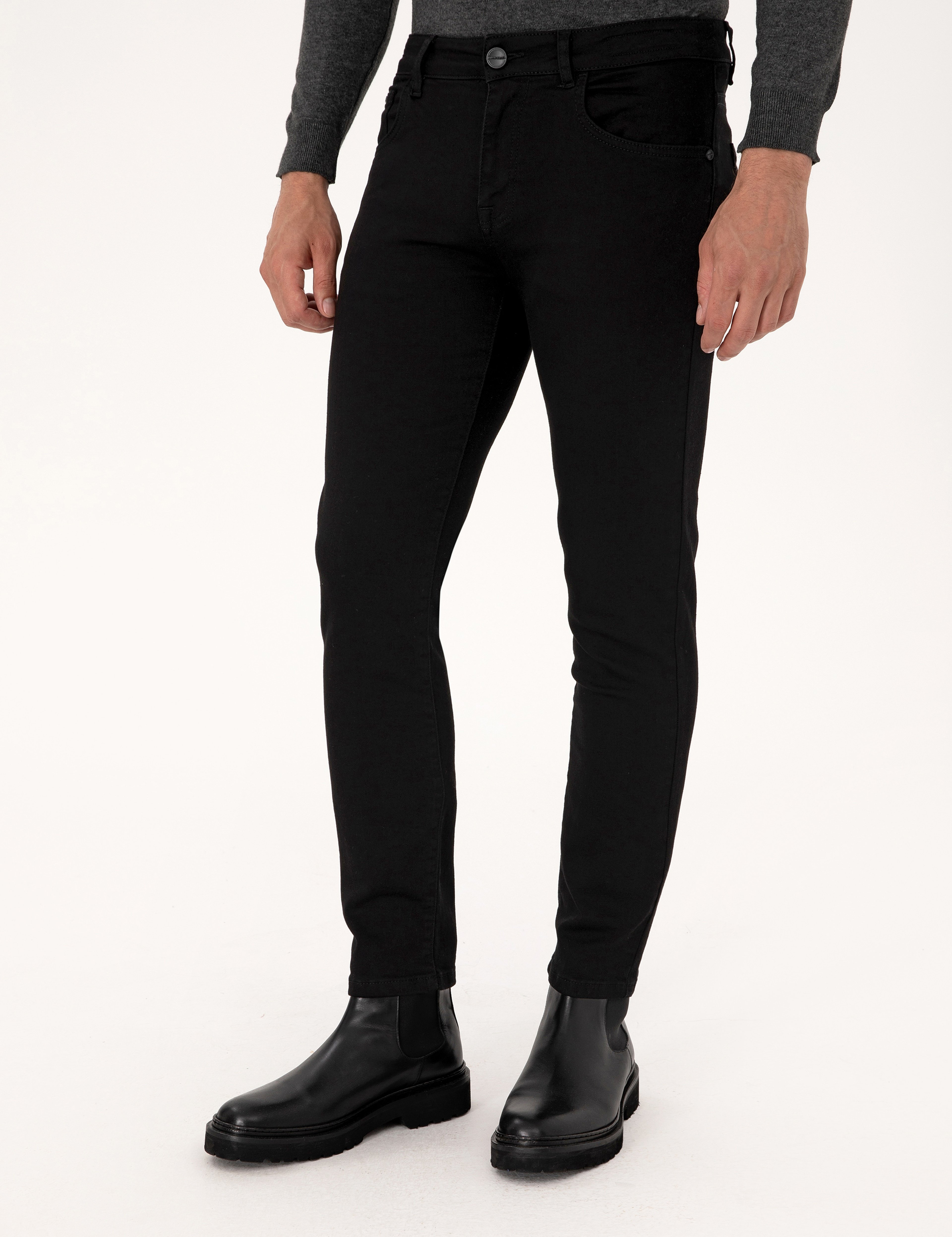 Siyah Slim Fit Jean Pantolon - Image 2