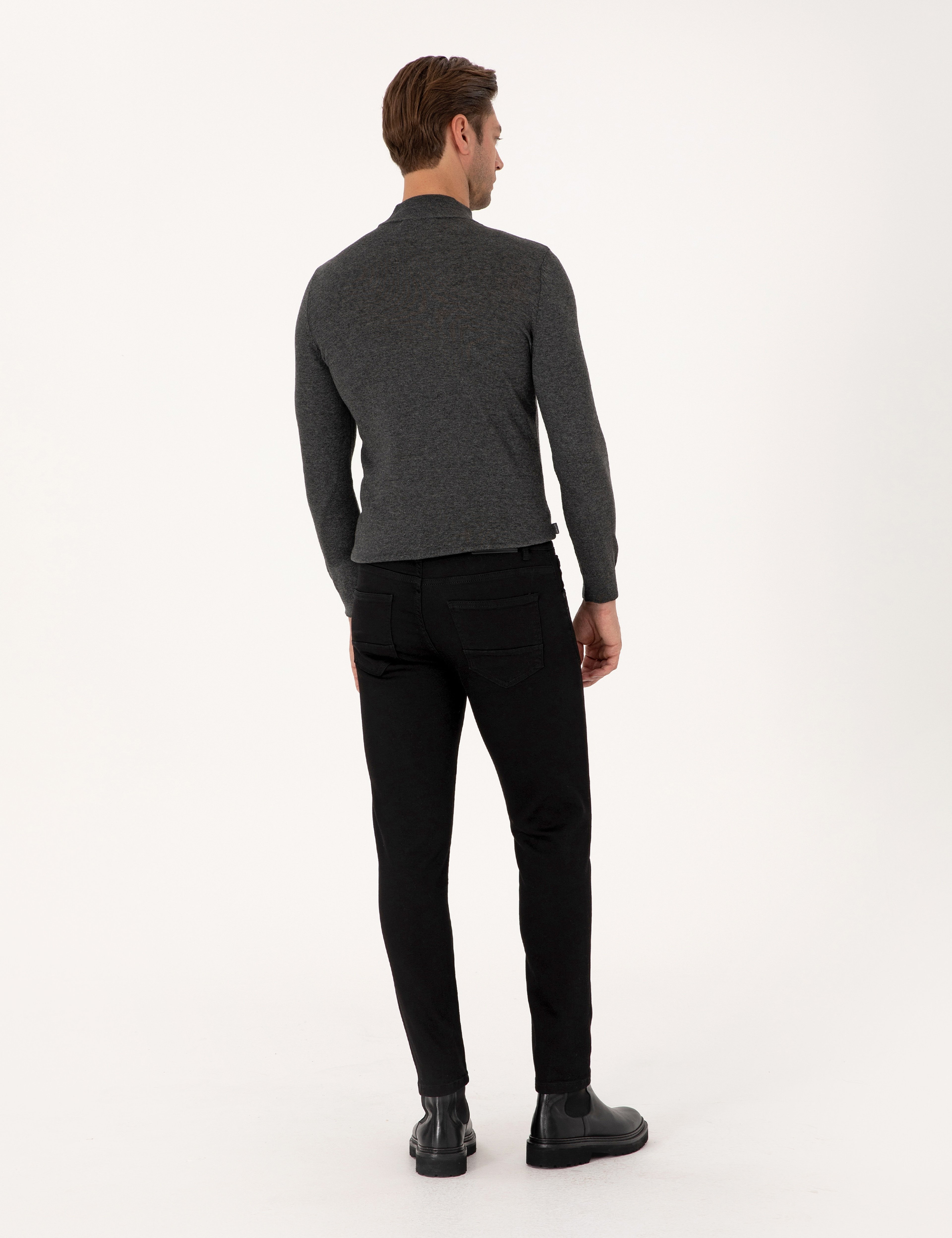 Siyah Slim Fit Jean Pantolon - Image 4