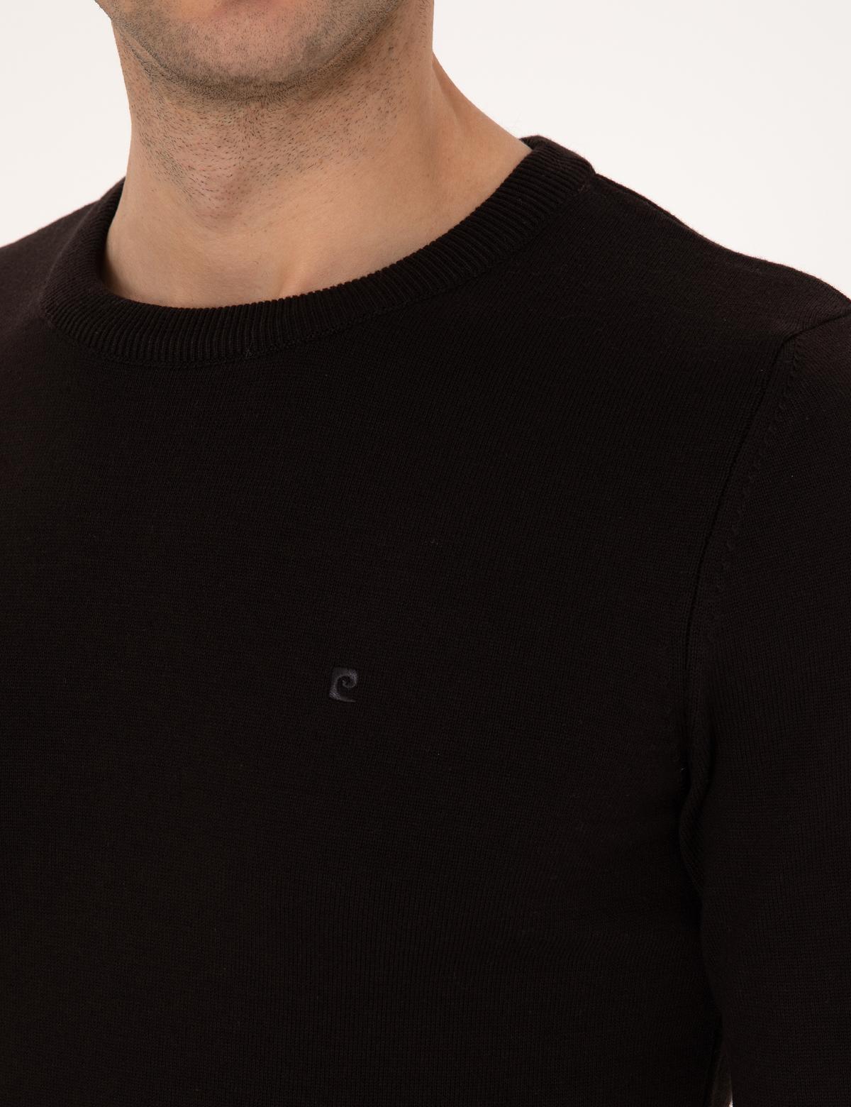 Koyu Kahverengi Slim Fit Bisiklet Yaka Basic Triko Kazak - 50315509071