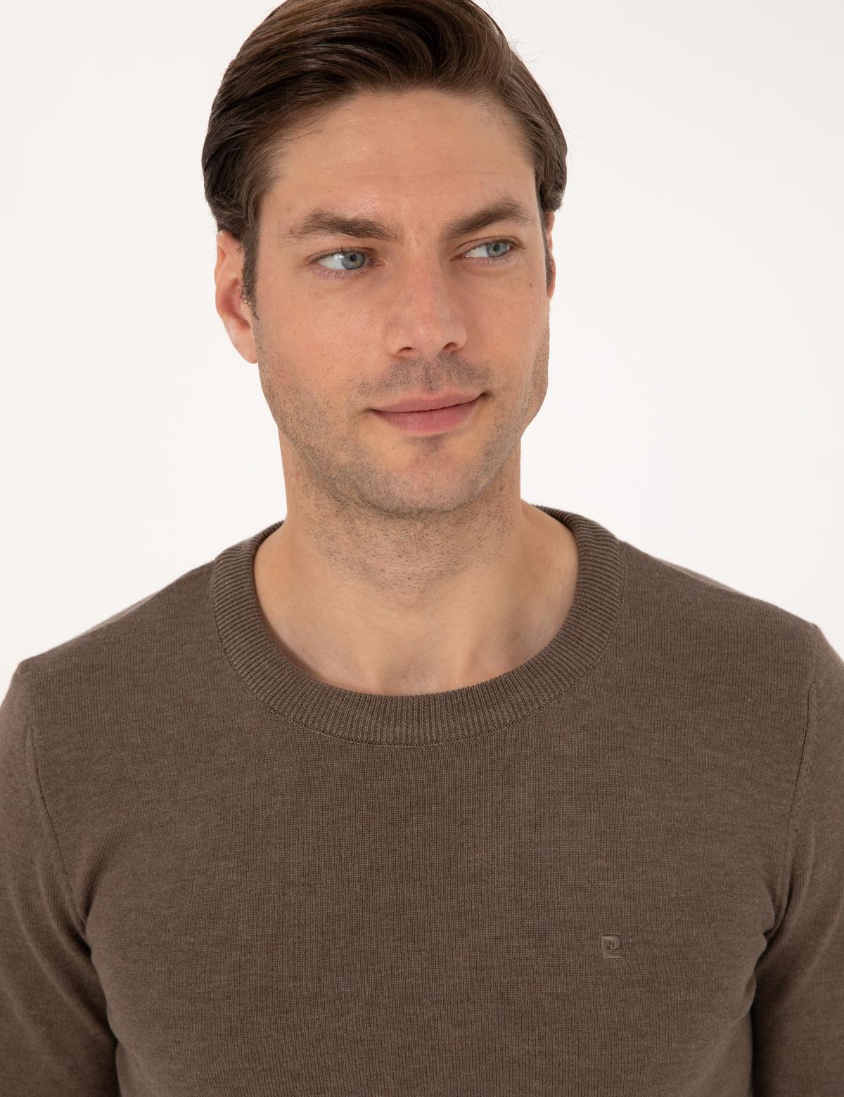 Vizon Melanj Slim Fit Bisiklet Yaka Basic Triko Kazak - 50315509114