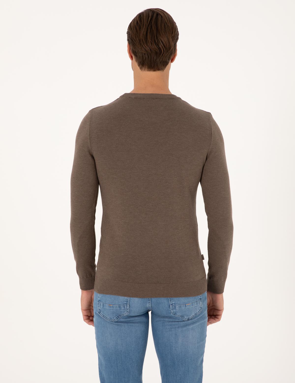 Vizon Melanj Slim Fit Bisiklet Yaka Basic Triko Kazak - 50315509114