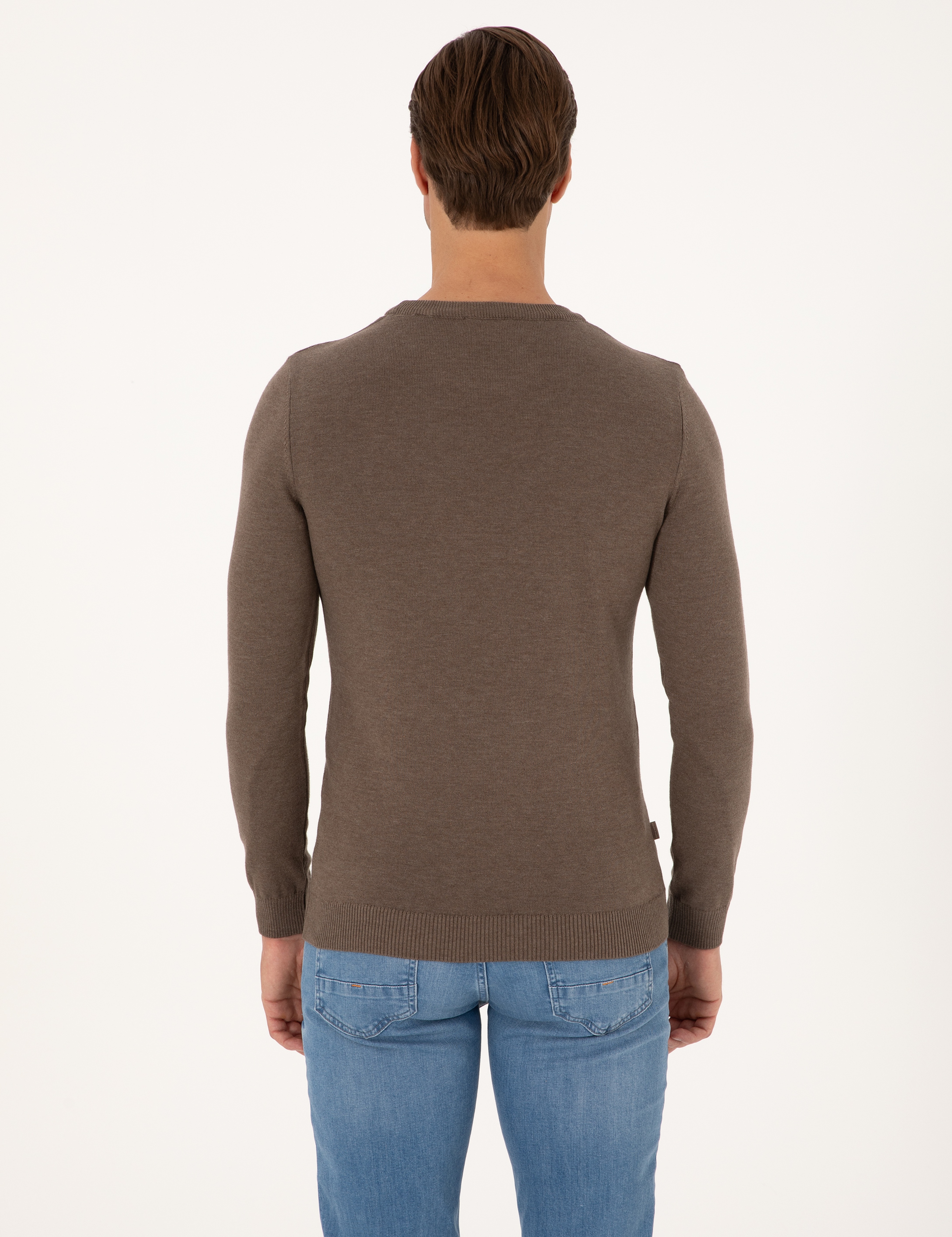 Vizon Melanj Slim Fit Bisiklet Yaka Basic Triko Kazak - Image 5