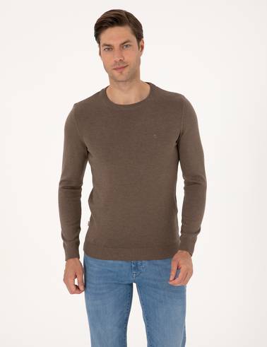 Vizon Melanj Slim Fit Bisiklet Yaka Basic Triko Kazak