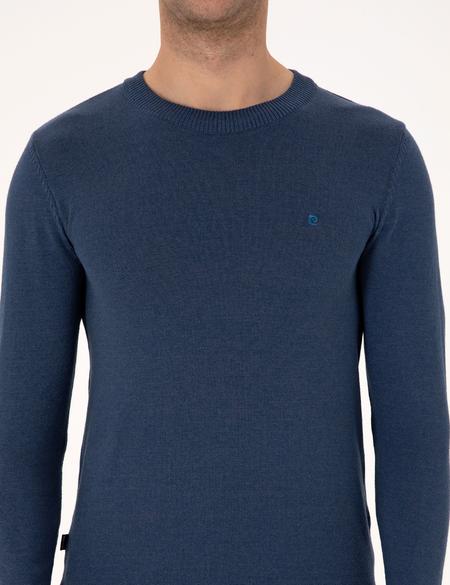 İndigo Melanj Slim Fit Bisiklet Yaka Basic Triko Kazak - 50314192023