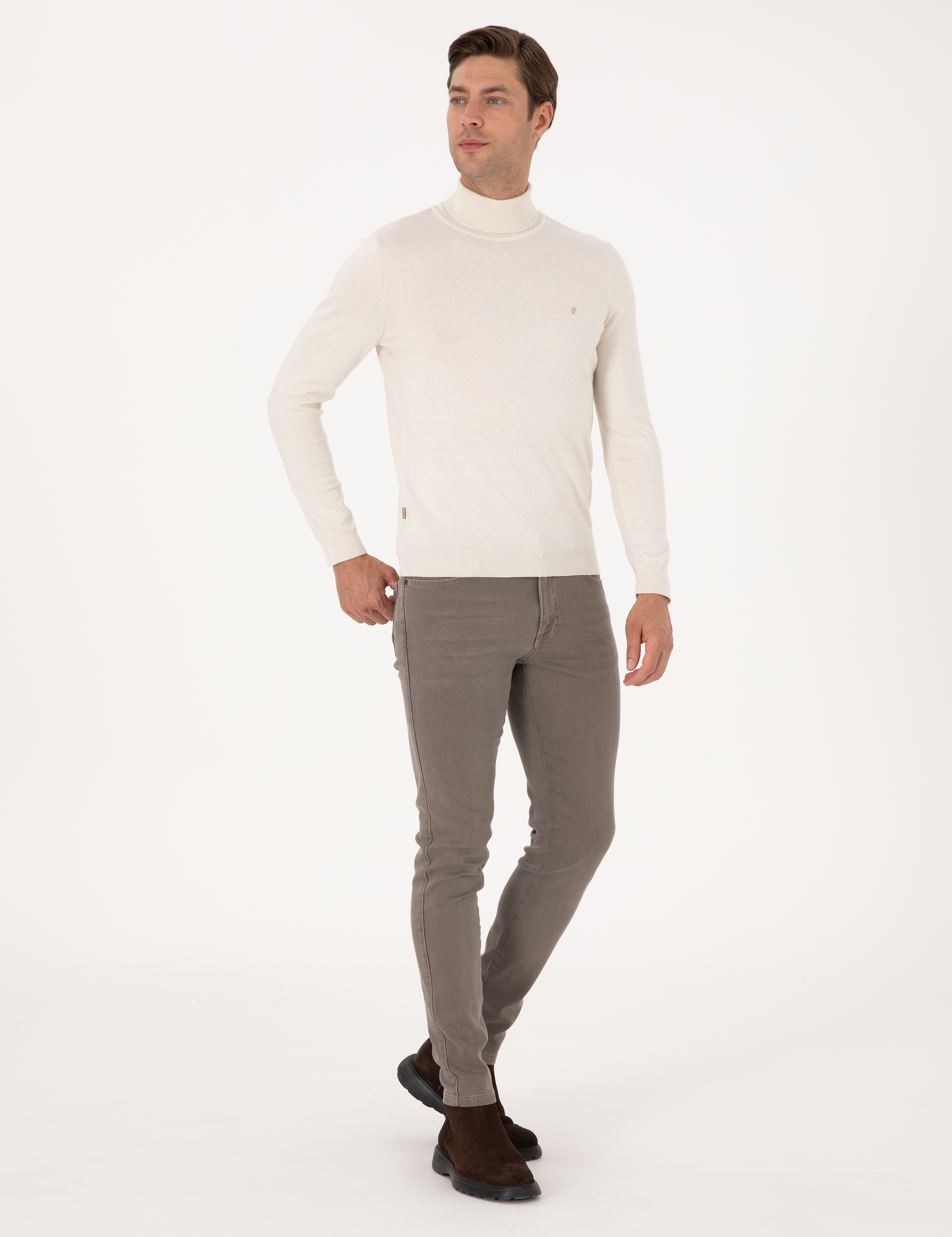 Taş Slim Fit Balıkçı Yaka Basic Triko Kazak