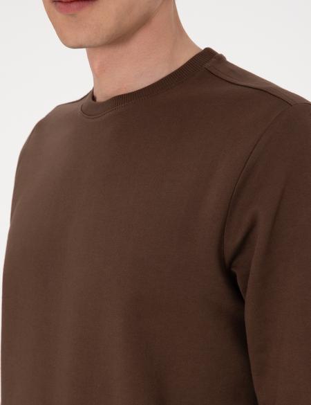 Kahverengi 2 İplik Regular Fit Bisiklet Yaka Basic Sweatshirt - 50314054095