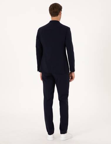 Lacivert Ex. Slim Fit %100 Yün Kruvaze Takım Elbise