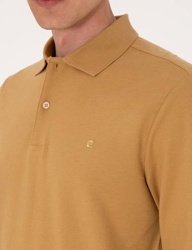 Camel Slim Fit Kıvrılmaz Polo Yaka Basic Pike Sweatshirt