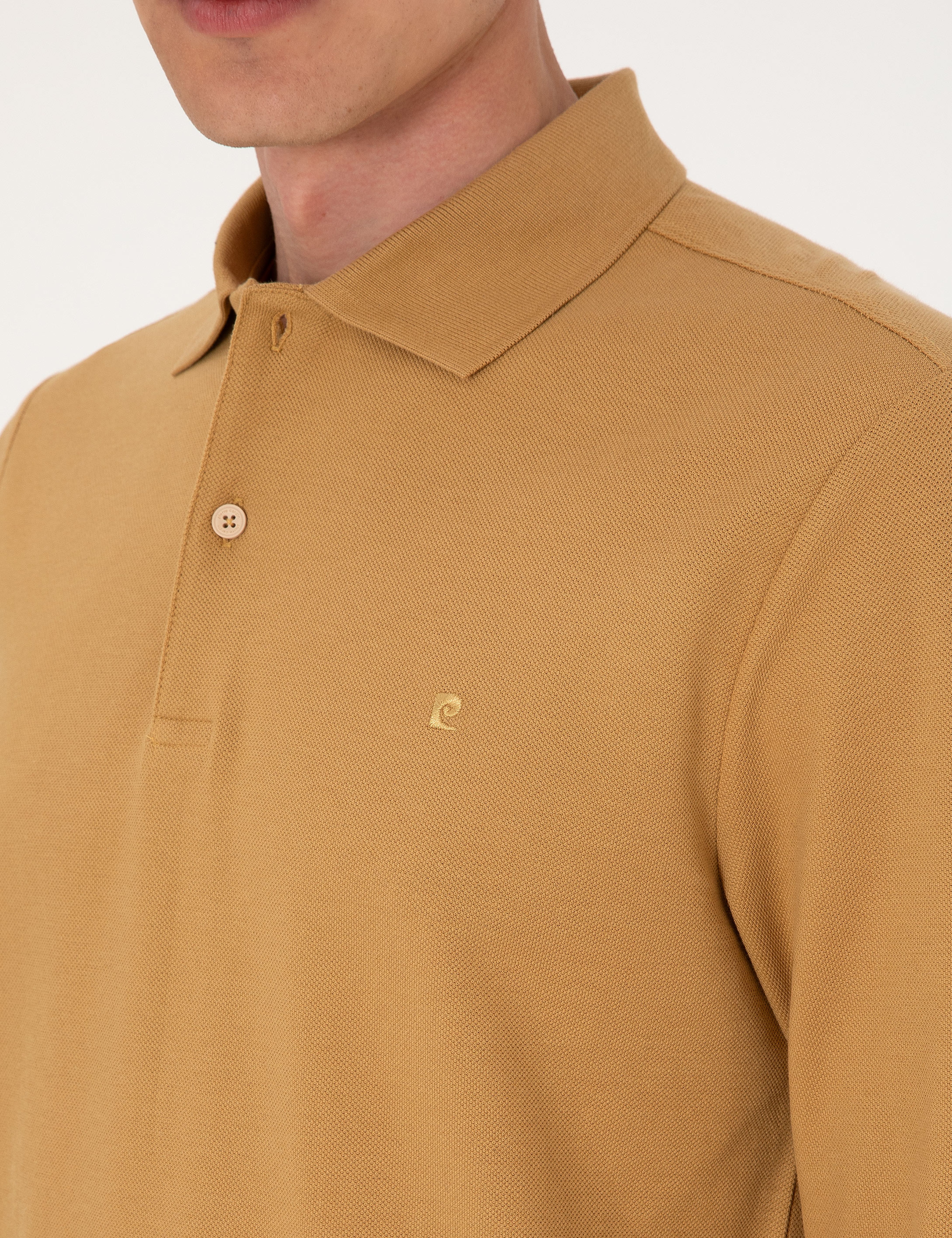 Camel Slim Fit Kıvrılmaz Polo Yaka Basic Pike Sweatshirt - Image 6