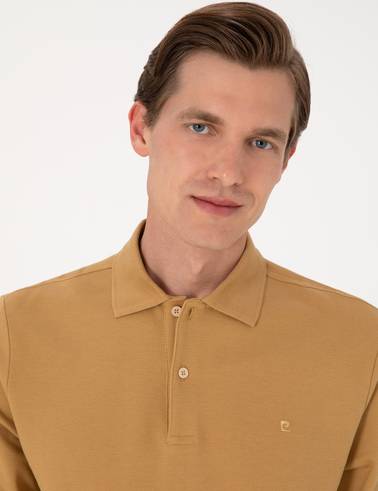 Camel Slim Fit Kıvrılmaz Polo Yaka Basic Pike Sweatshirt