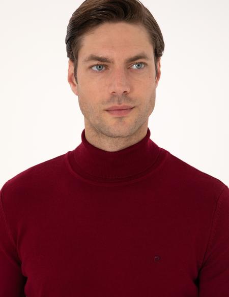 Vişne Slim Fit Balıkçı Yaka Basic Triko Kazak - 50314202086