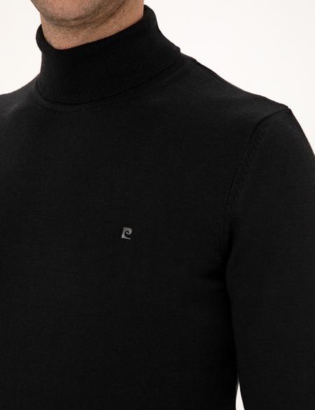 Siyah Slim Fit Balıkçı Yaka Basic Triko Kazak - 50314202006