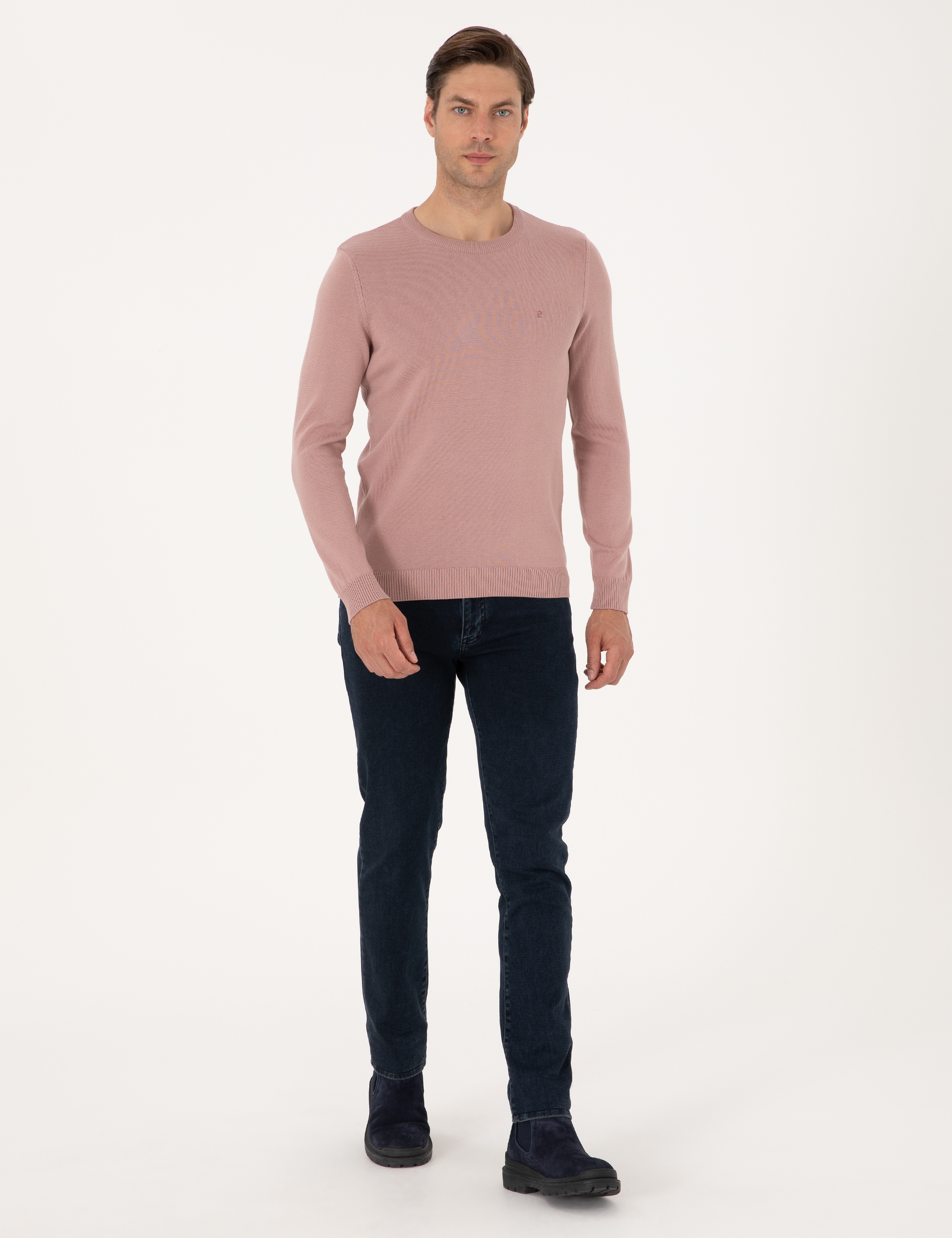 Gül Kurusu Slim Fit Bisiklet Yaka Basic Triko Kazak - Image 4