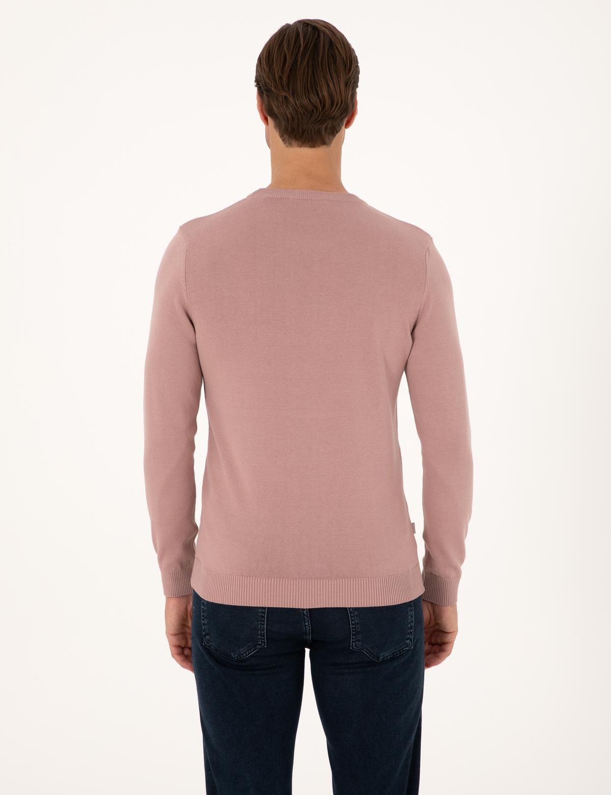 Gül Kurusu Slim Fit Bisiklet Yaka Basic Triko Kazak - 50315509024