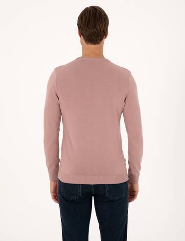 Gül Kurusu Slim Fit Bisiklet Yaka Basic Triko Kazak