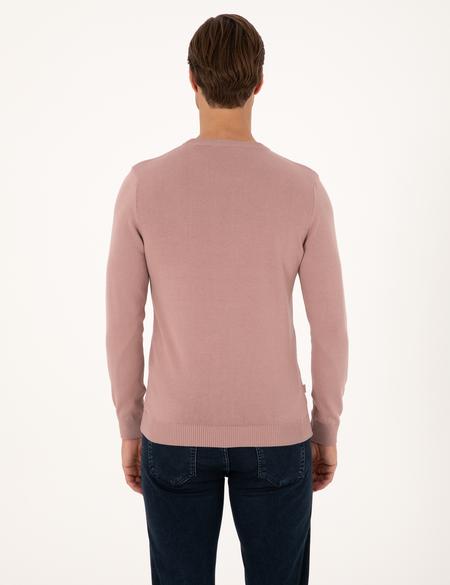 Gül Kurusu Slim Fit Bisiklet Yaka Basic Triko Kazak - 50315509024