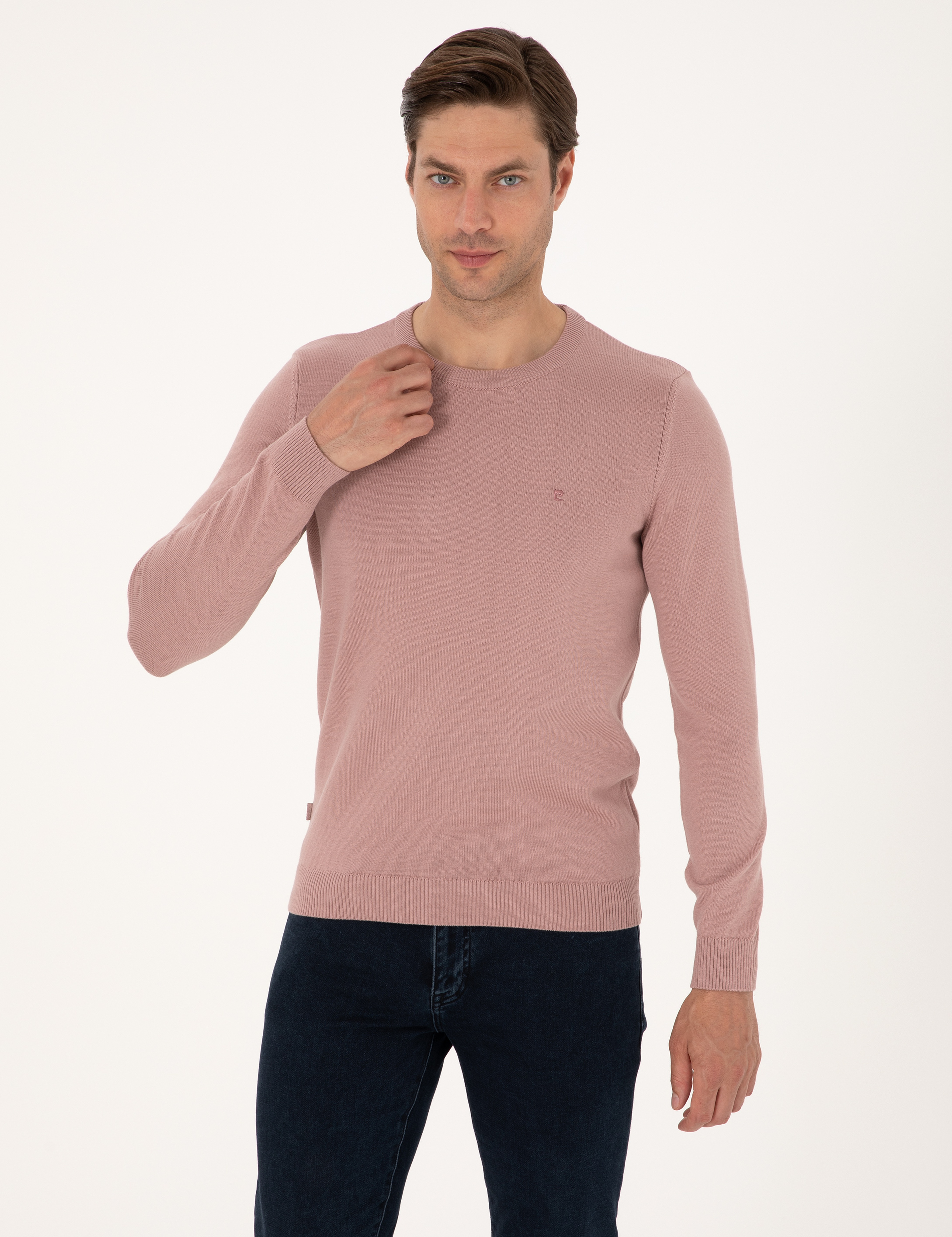 Gül Kurusu Slim Fit Bisiklet Yaka Basic Triko Kazak - Image 1