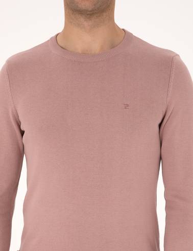 Gül Kurusu Slim Fit Bisiklet Yaka Basic Triko Kazak