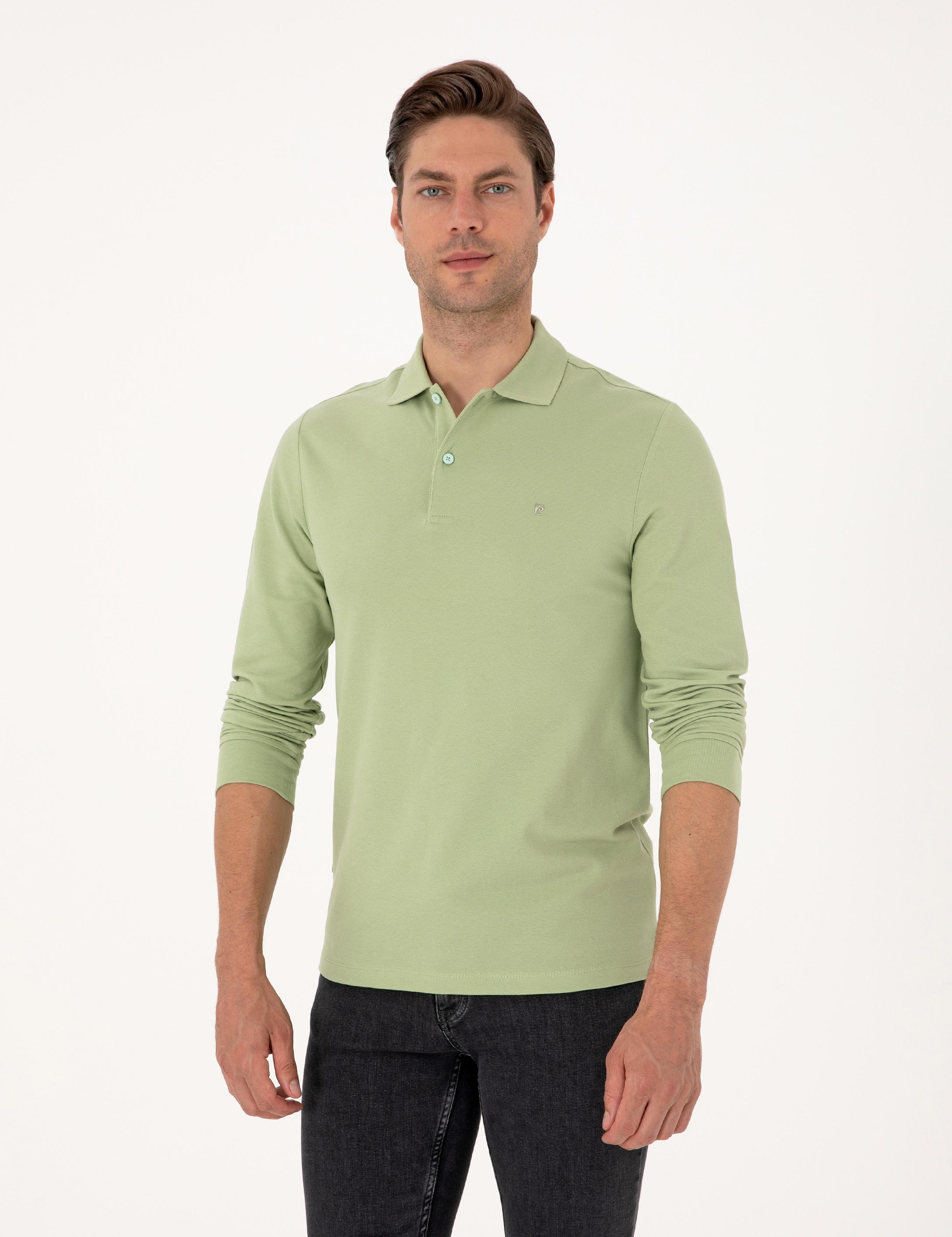 Çağla Slim Fit Kıvrılmaz Polo Yaka Basic Pike Sweatshirt