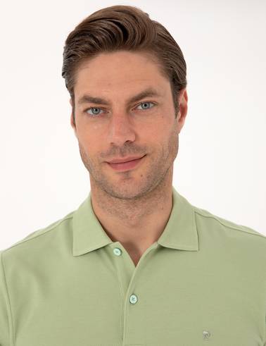 Çağla Slim Fit Kıvrılmaz Polo Yaka Basic Pike Sweatshirt