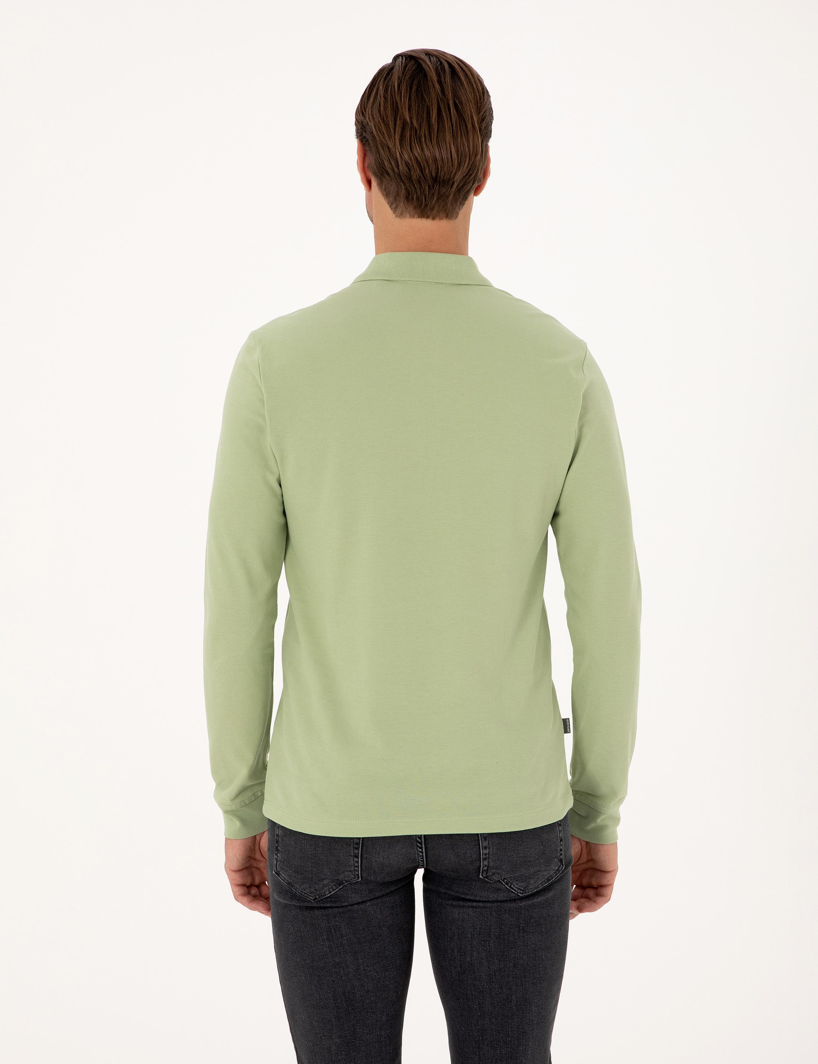 Çağla Slim Fit Kıvrılmaz Polo Yaka Basic Pike Sweatshirt