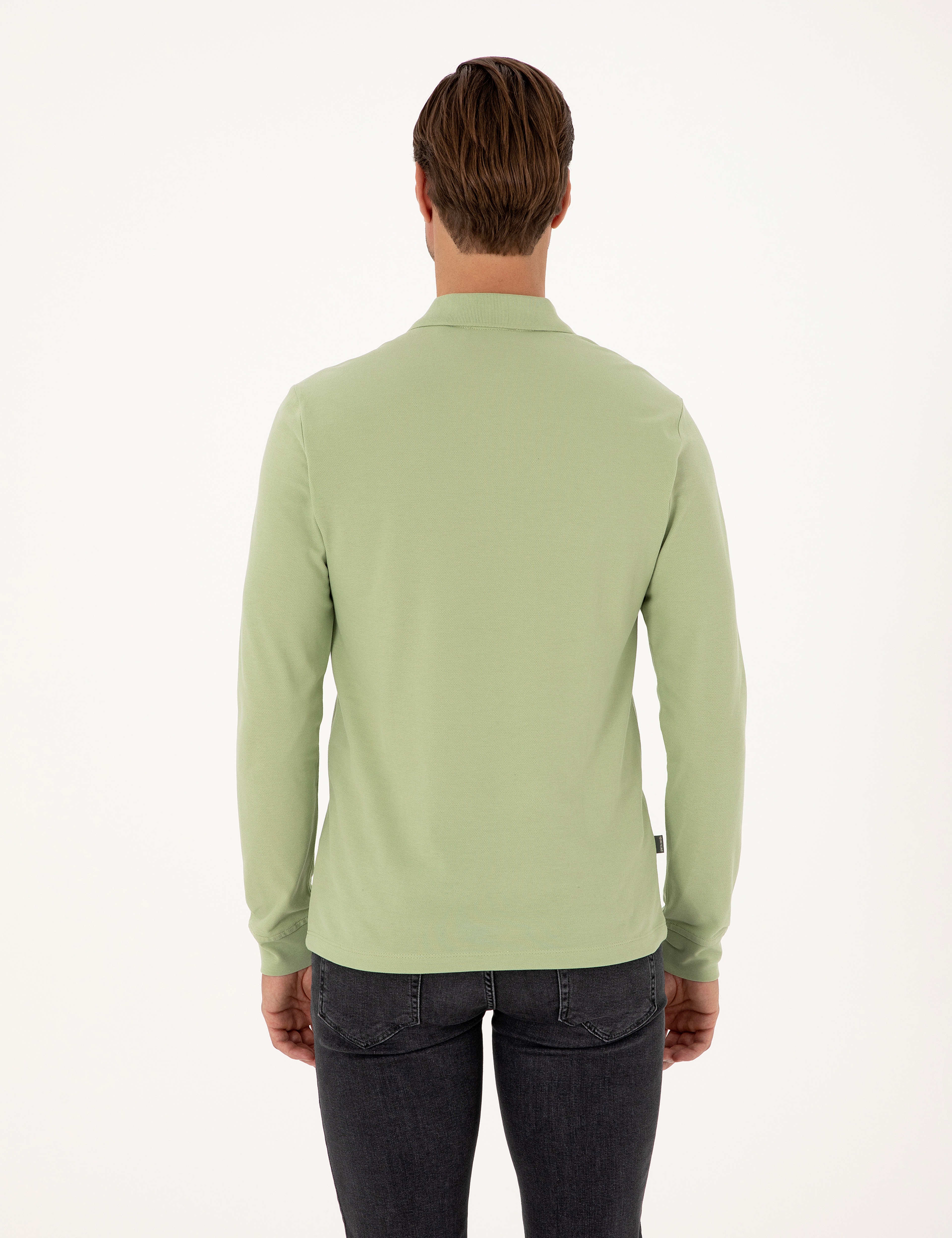 Çağla Slim Fit Kıvrılmaz Polo Yaka Basic Pike Sweatshirt - Image 5