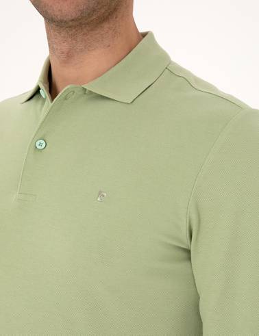 Çağla Slim Fit Kıvrılmaz Polo Yaka Basic Pike Sweatshirt