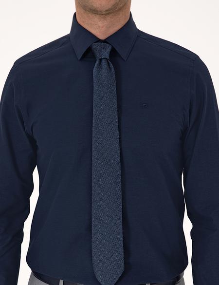 Lacivert Slim Fit Uzun Kollu Basic Gömlek - 50251168054