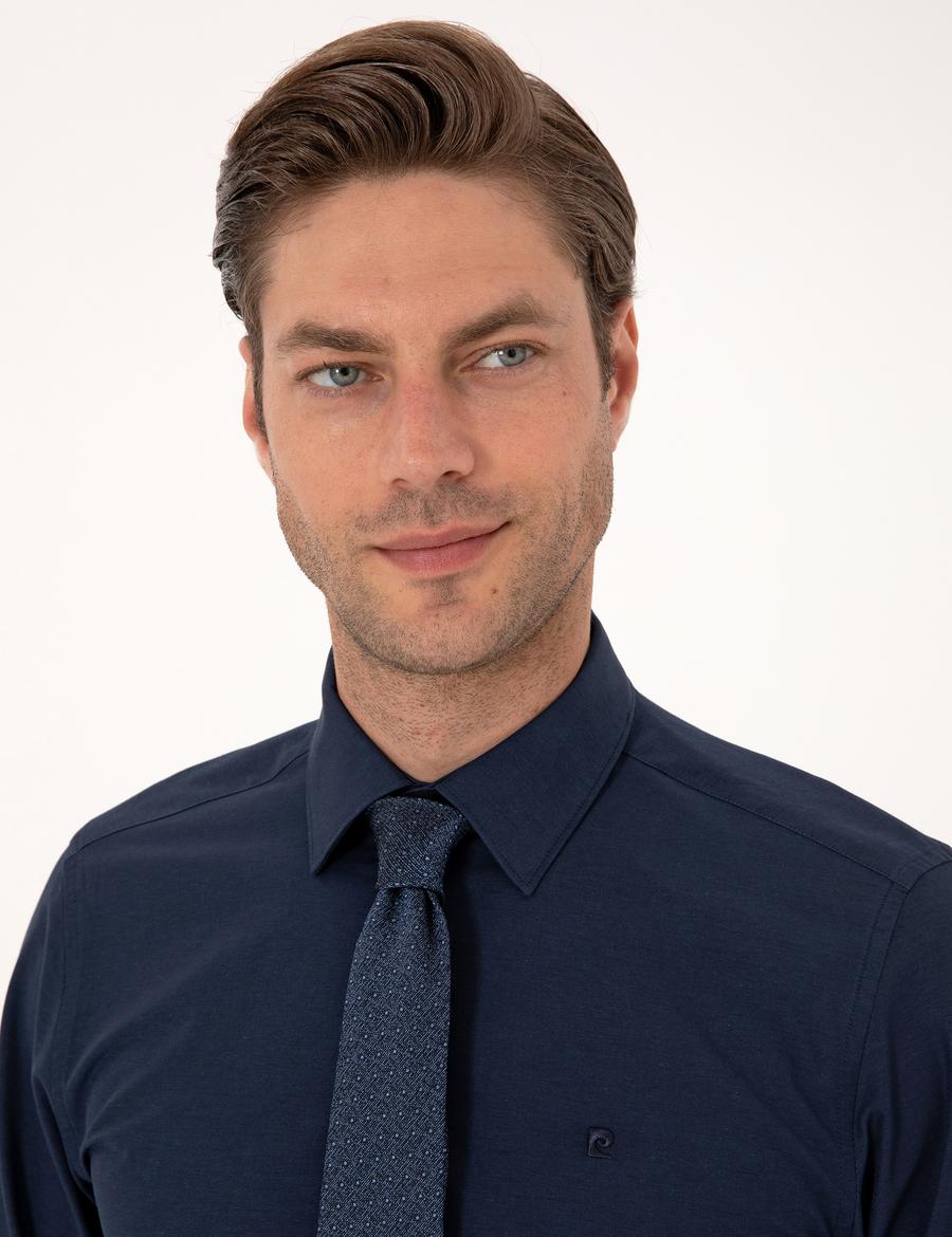 Lacivert Slim Fit Basic Gömlek