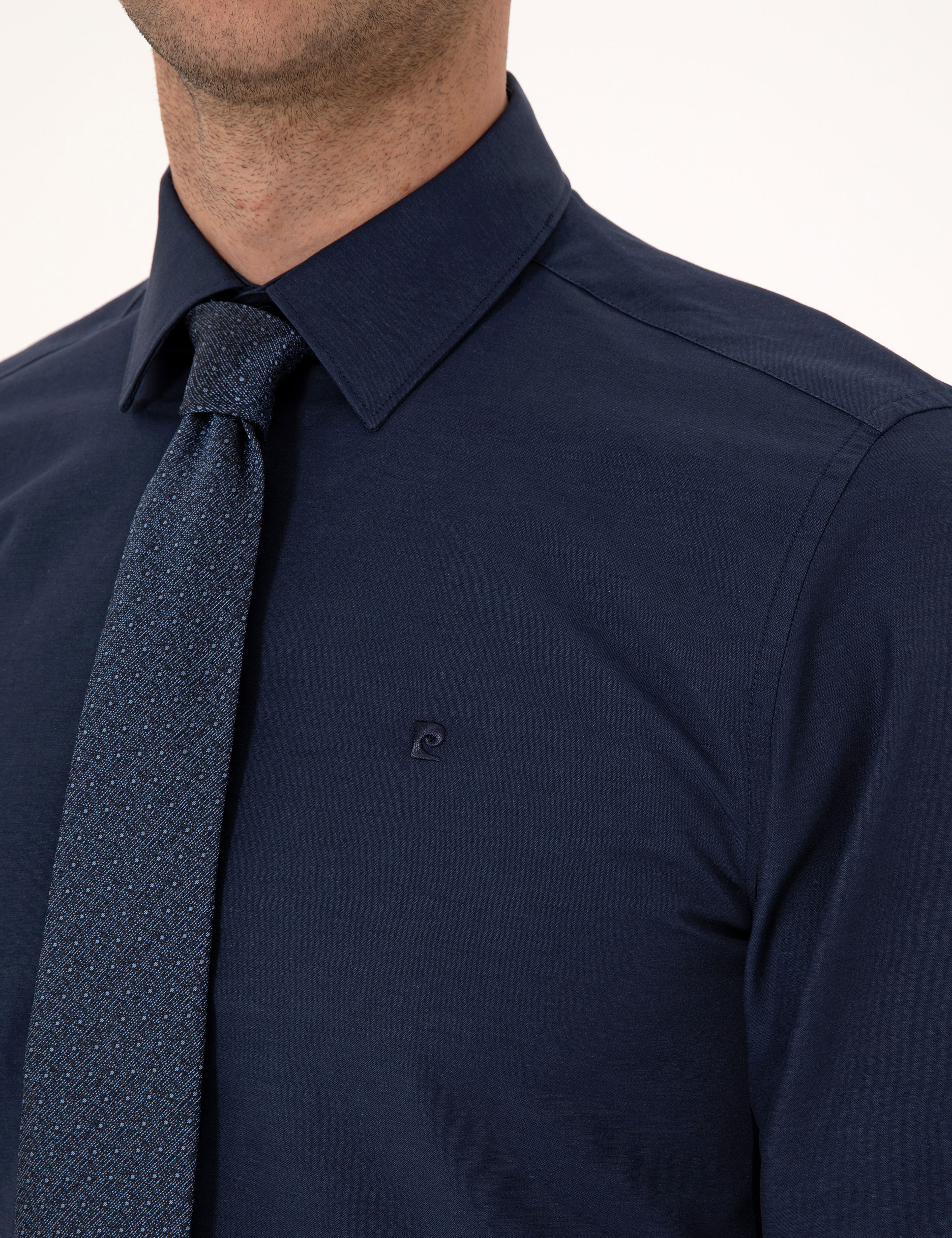 Lacivert Slim Fit Basic Gömlek - Image 7