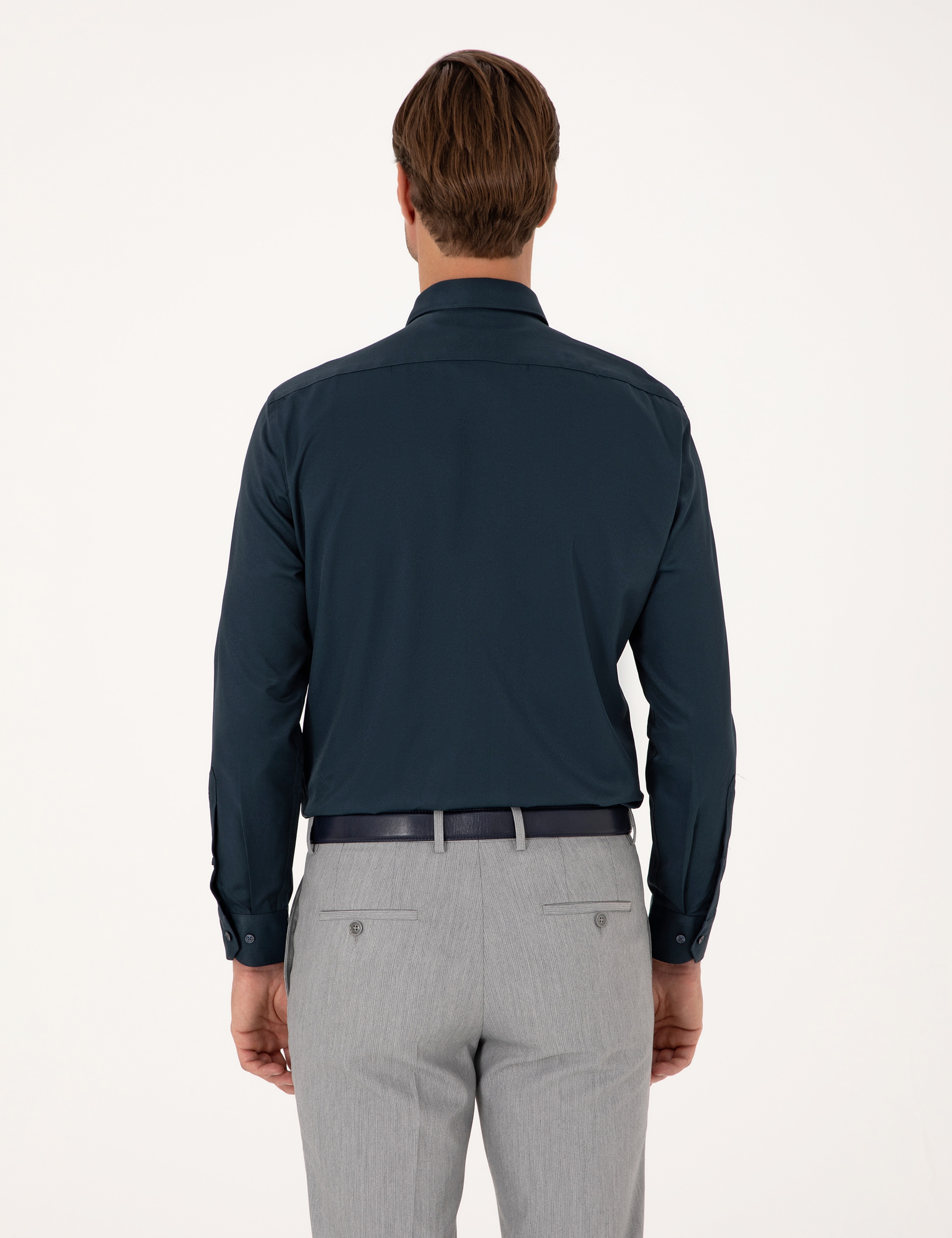 Lacivert Regular Fit Uzun Kollu Basic Gömlek