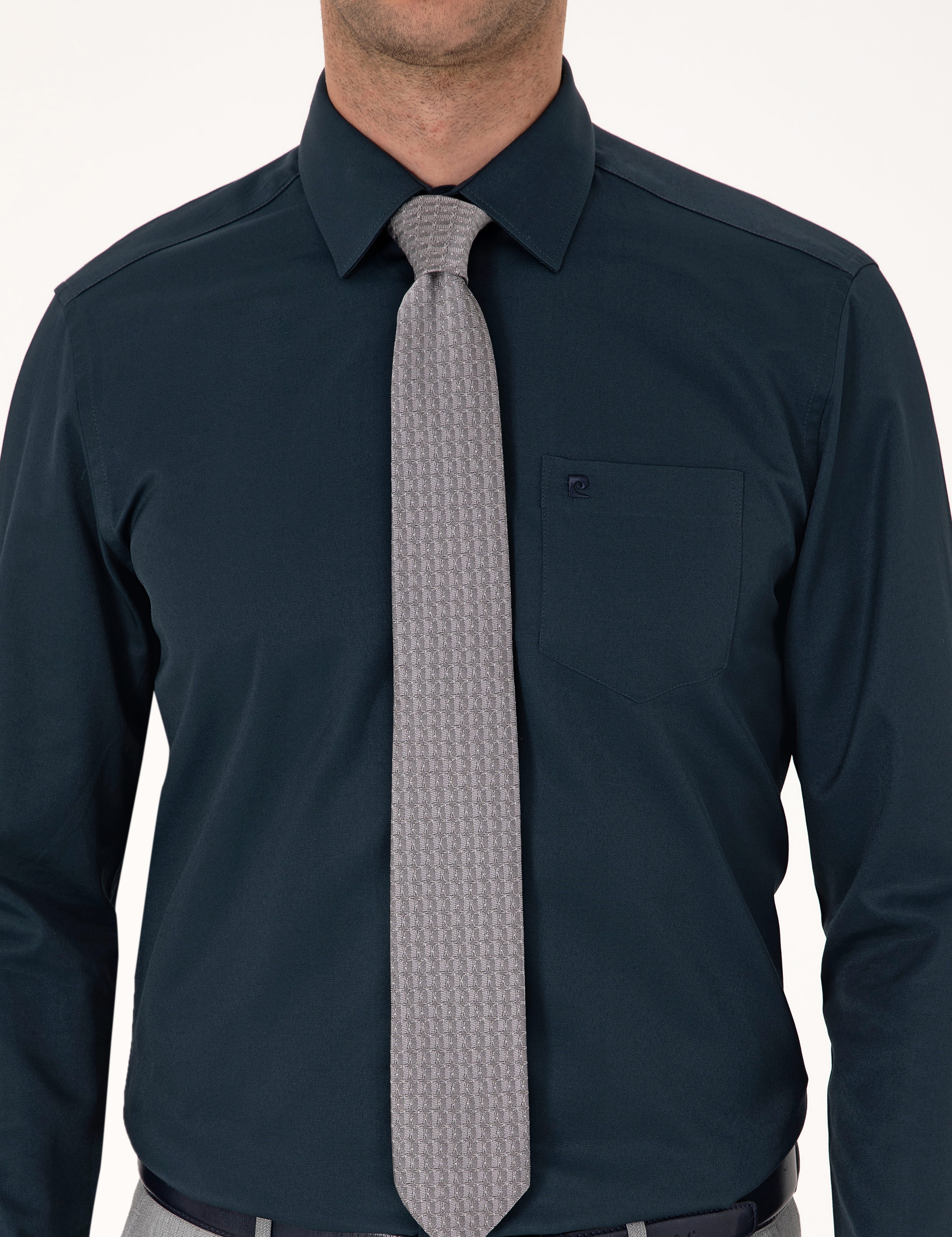 Lacivert Regular Fit Uzun Kollu Basic Gömlek - Image 6