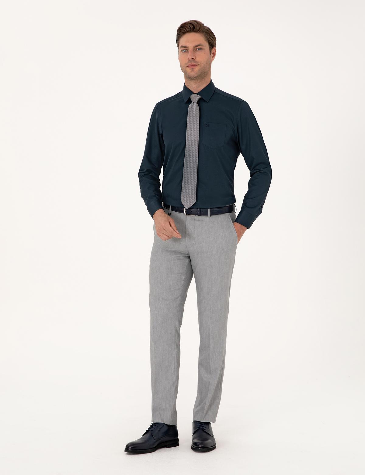 Lacivert Regular Fit Uzun Kollu Basic Gömlek - 50251186032