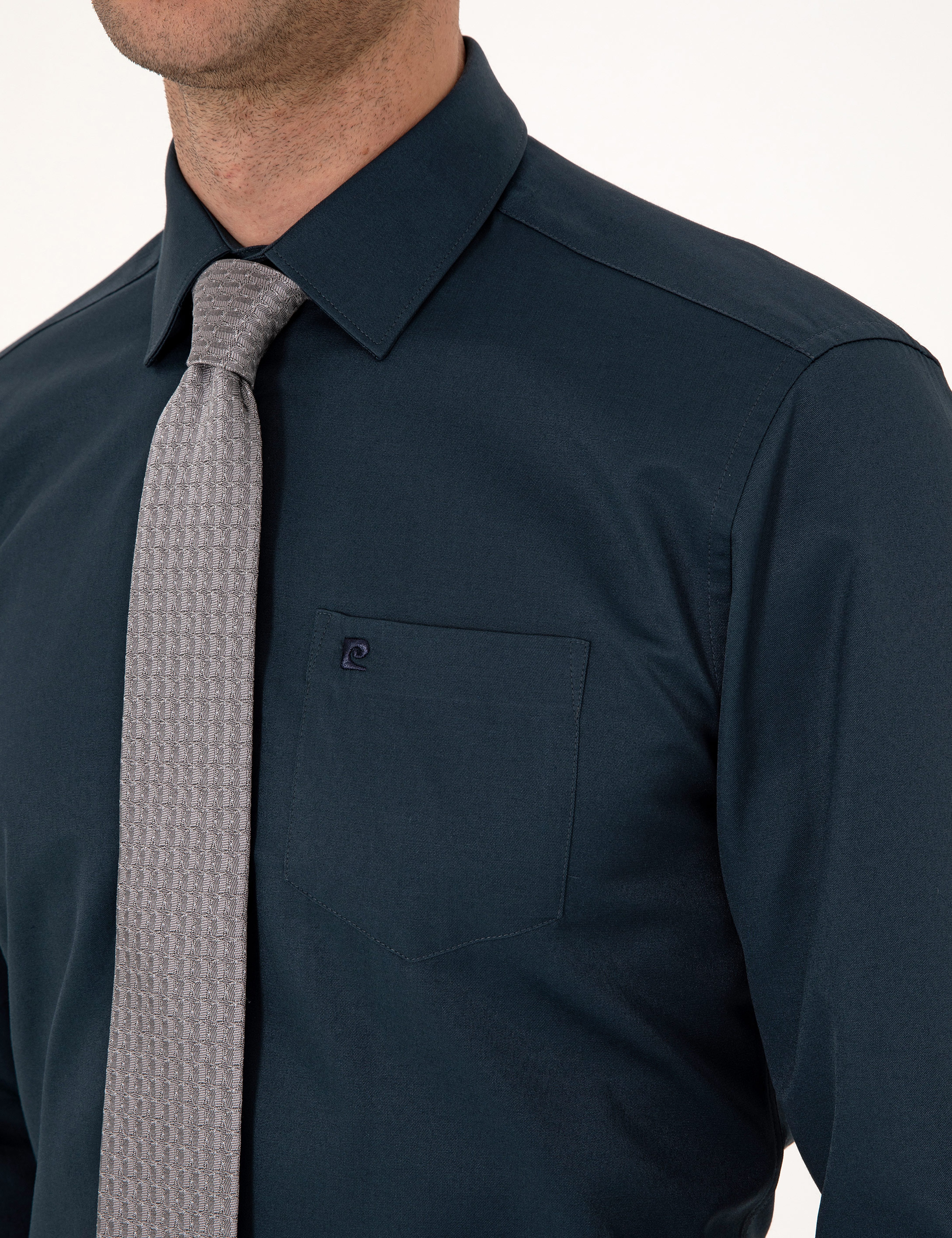 Lacivert Regular Fit Uzun Kollu Basic Gömlek