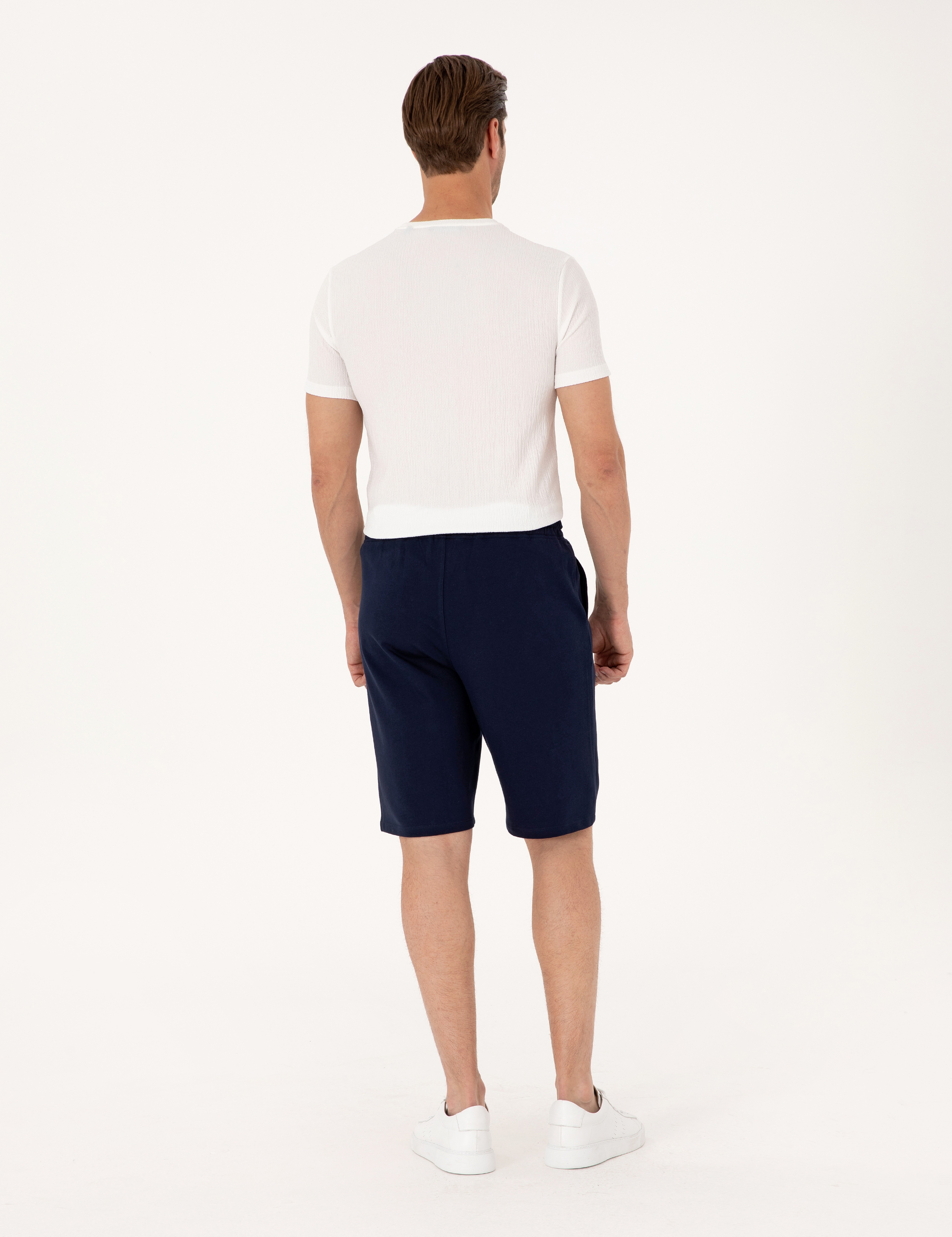 Lacivert Slim Fit Örme Şort - Image 4