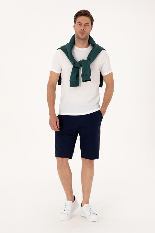 Lacivert Slim Fit Örme Şort