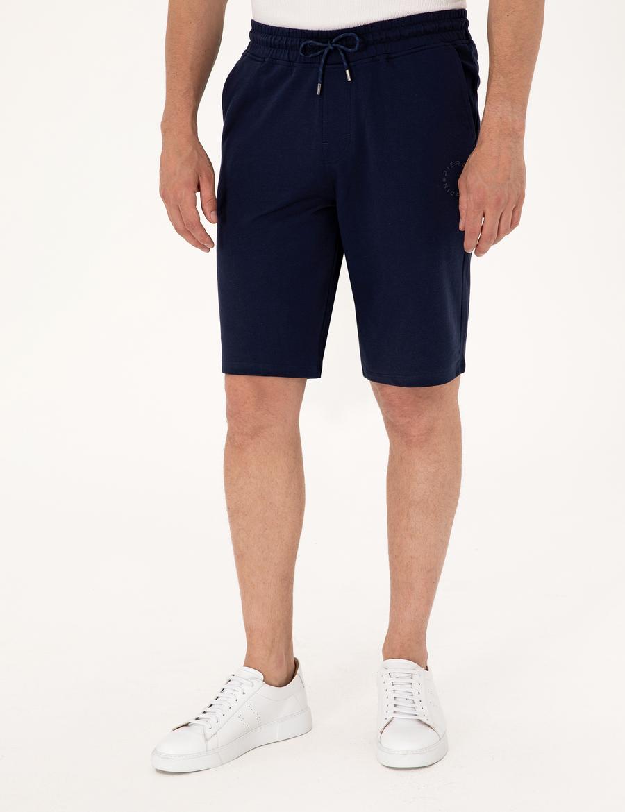 Lacivert Slim Fit Örme Şort