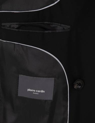 Siyah Ex. Slim Fit %100 Yün Kruvaze Takım Elbise