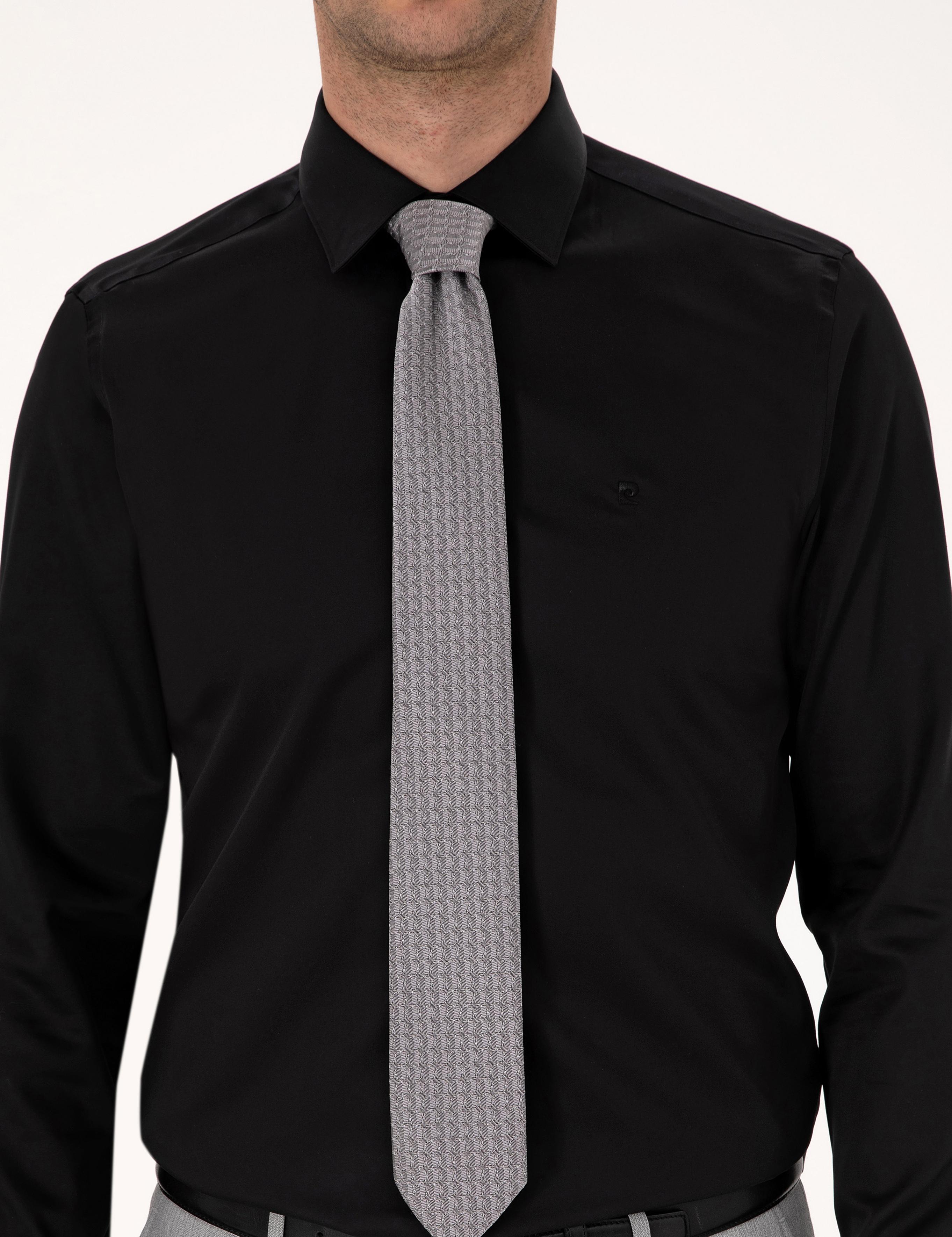 Siyah Non İron Kolay Ütülenebilir Slim Fit Uzun Kollu Basic Gömlek