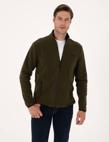 Haki Regular Fit Polar Hırka