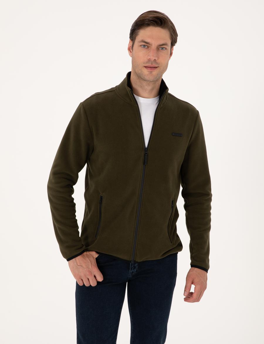 Haki Regular Fit Polar Hırka