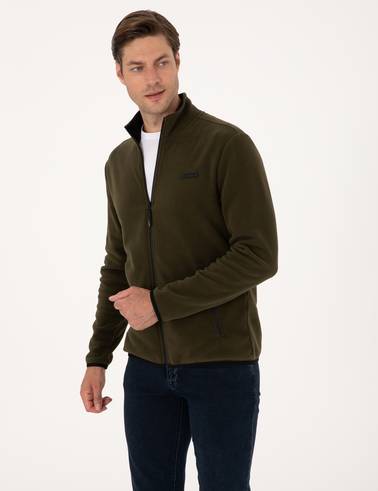Haki Regular Fit Polar Hırka