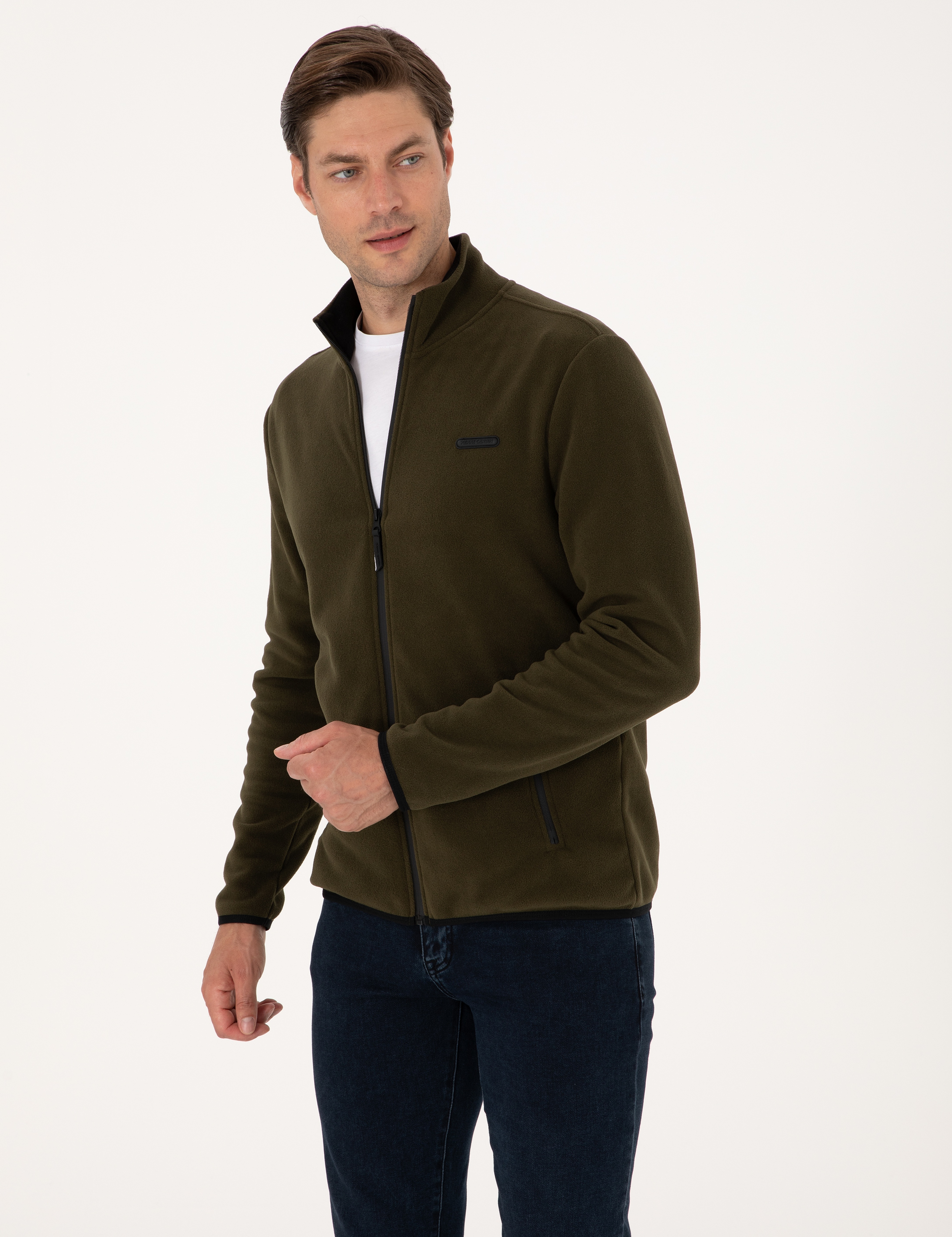 Haki Regular Fit Polar Hırka - Image 3