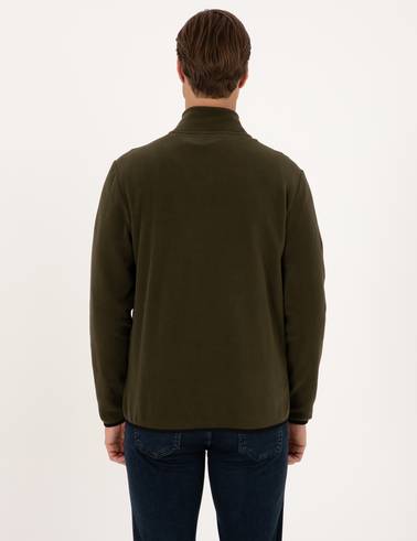 Haki Regular Fit Polar Hırka