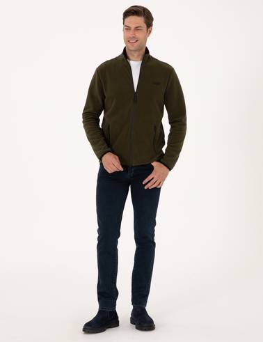 Haki Regular Fit Polar Hırka
