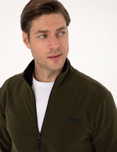 Haki Regular Fit Polar Hırka