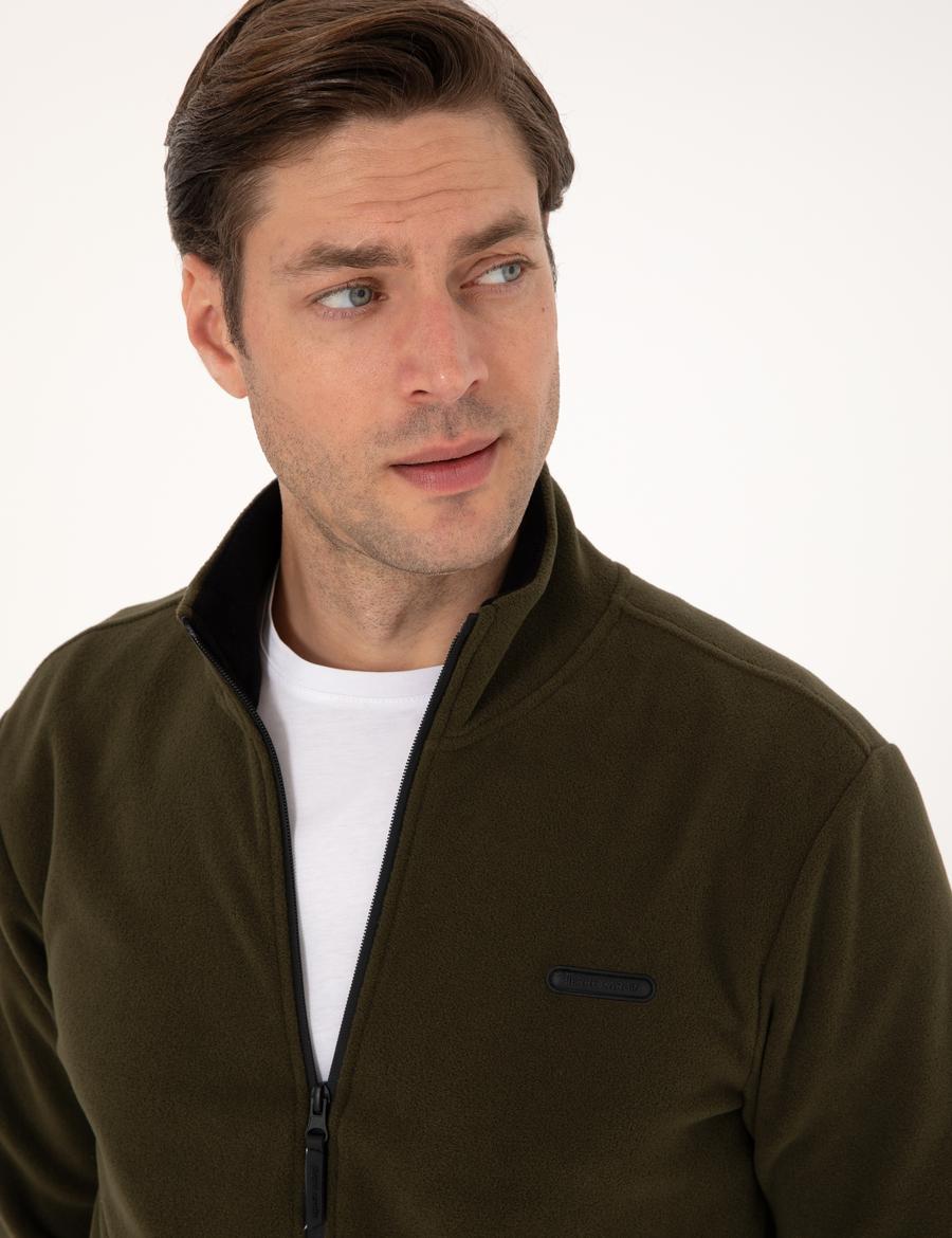 Haki Regular Fit Polar Hırka