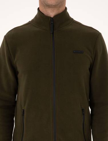 Haki Regular Fit Polar Hırka